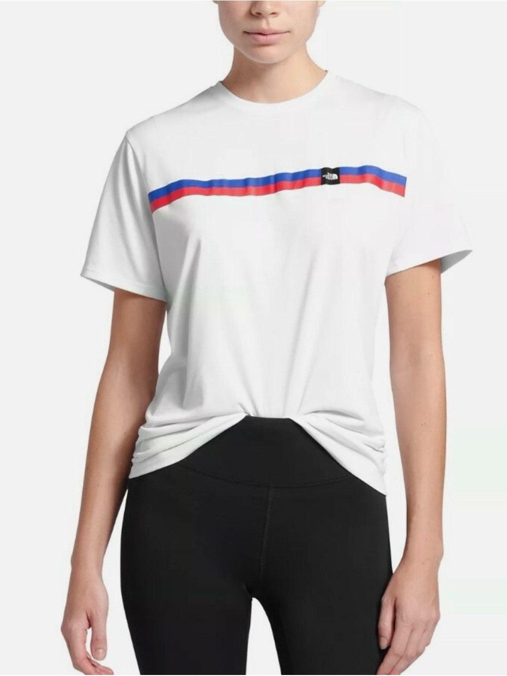The North Face Shirt Womens Small White with Red Blue Stripe